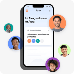 Aura family plan showing multiple devices being protected